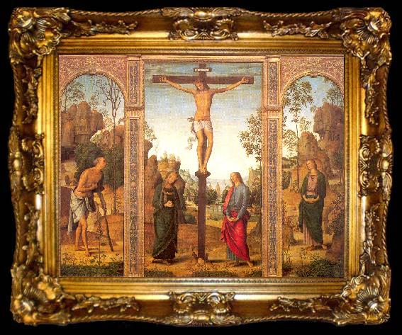 framed  PERUGINO, Pietro The Crucifixion with the Virgin and Saints, ta009-2